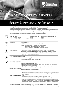 échec à l`échec - août 2016 - Jeunesses Scientifiques de Belgique