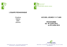 programme - Site Jeunesse - Saint