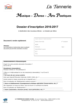 dossier inscription La Tannerie 2016-2017