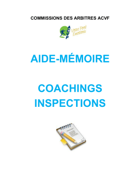 Aide-mémoire pour coachings/inspections ACVF