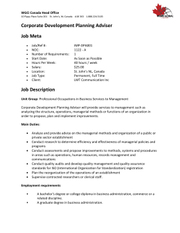 Corporate Development Planning Adviser Job Meta Job Description