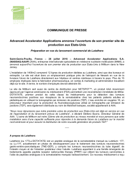 COMMUNIQUE DE PRESSE Advanced Accelerator Applications