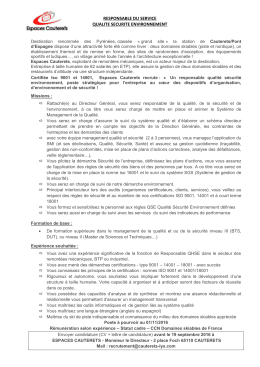 RESPONSABLE DU SERVICE QUALITE SECURITE