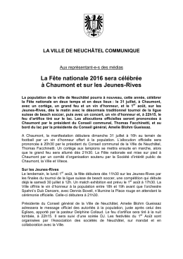 La Fête nationale 2016 sera célébrée à Chaumont et sur les Jeunes