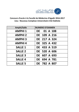 amphi 1 de 01 a 108 amphi 2 de 109 a 216 amphi 3 de 217 a 324