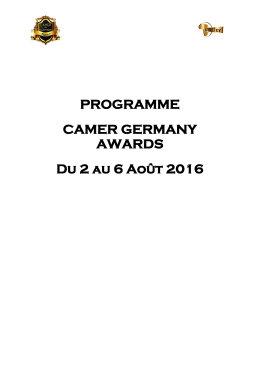 Programme - CAMER GERMAN AWARDS