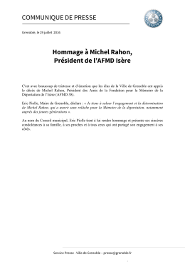 Hommage à Michel Rahon, Président de l`AFMD Isère