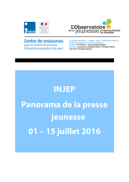 Panorama de la presse Jeunesse du 1er au 15 juillet 2016
