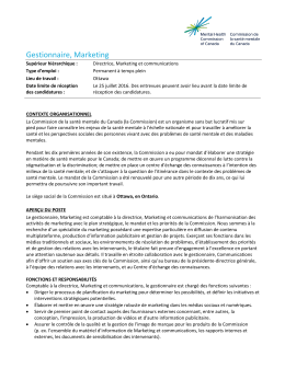 Gestionnaire, Marketing - Mental Health Commission of Canada
