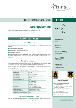 Isopropylamine (FT 130) - Fiche toxicologique