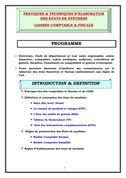 programme etats de synthese -cm2f