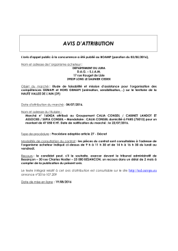 AVIS D`ATTRIBUTION - Conseil Départemental du Jura