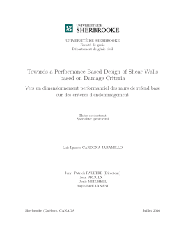 Towards a Performance Based Design of Shear Walls based on