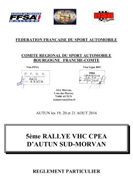 VHC Règlement Particulier Rallye Autun 2016