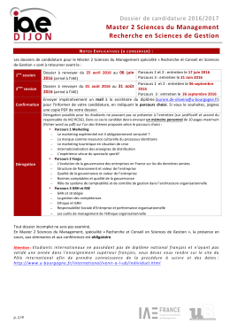 Dossier de candidature - Les formations à l`université de Bourgogne