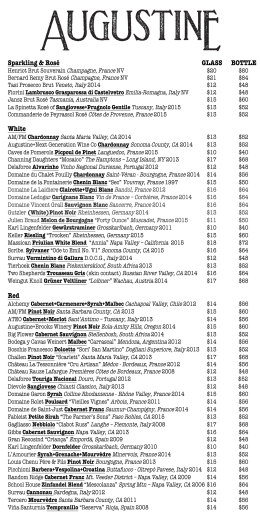 WINE LIST - Augustine Wine Bar