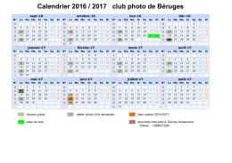 Calendrier 2016 / 2017 club photo de Béruges