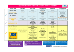 Programme des activités Du Dimanche 07 Août