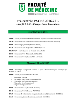 PACES - Pré-rentrée 2016-2017