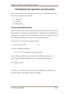 Chapitre I : Systèmes à un Seul Degré de Liberté - e