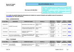 Bulletin des offres d`emploi - Centre de Gestion du Finistère