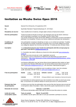 Invitation au Wushu Swiss Open 2016