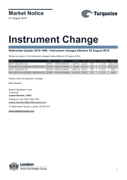 Instrument changes effective 02 August 2016