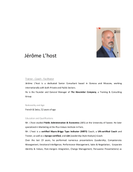 Jérôme L`host - European and International Governance