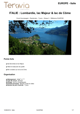 Télécharger la fiche détaillée ITALIE : Lombardie, lac