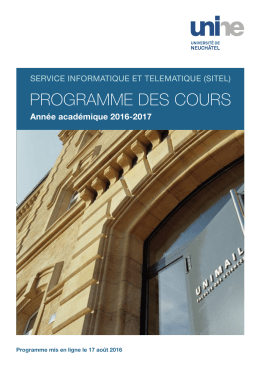 programme des cours - Université de Neuchâtel