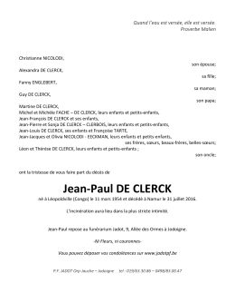 Jean-Paul DE CLERCK