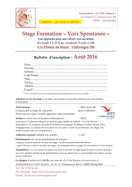 Stage Formation « Voix Spontanée