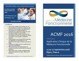ACMF 2016 - Institut de Médecine Fonctionnelle