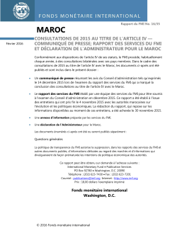 Maroc : Consultations de 2015 au titre de l`article IV