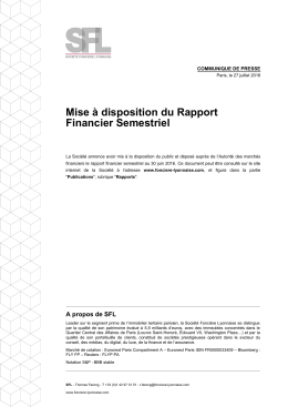 Mise à disposition du Rapport Financier Semestriel (PDF, 187 Ko)