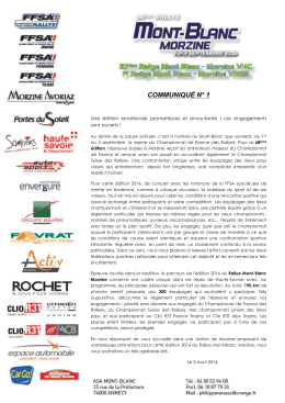 1er communiqué de presse RMBM 2016 - Rallye Mont