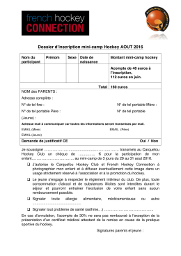 Dossier d`inscription mini