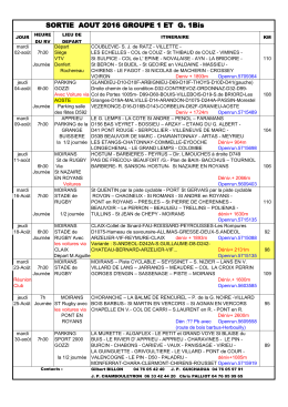 SORTIE AOUT 2016 GROUPE 1 ET G. 1Bis