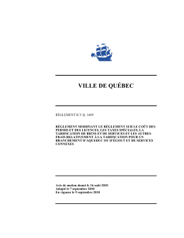 Avis de motion - Ville de Québec