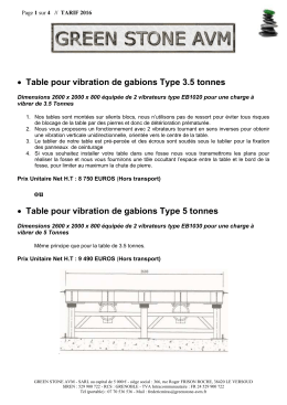 • Table pour vibration de gabions Type 3.5 tonnes ou • Table pour