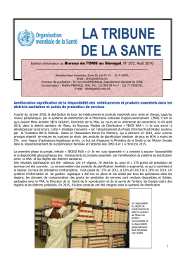 Bulletin d`information du Bureau de l`OMS au Sénégal, N°203, Août