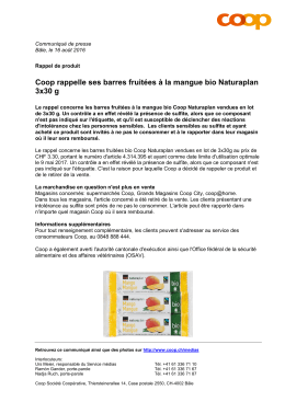 Coop rappelle ses barres fruitées à la mangue bio Naturaplan 3x30 g
