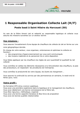 1 Responsable Organisation Collecte Lait (H/F)