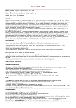 Page 1 Annonce de poste Intitulé du poste: Ingénieur