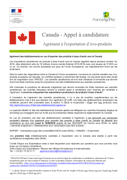 Canada - Appel à candidature