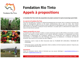 Fondation Rio Tinto Appels à propositions