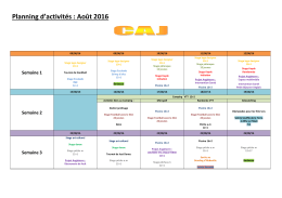 Planning d`activités : Août 2016