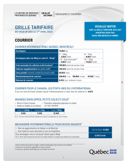 grille tarifaire - Centre de services partagés du Québec