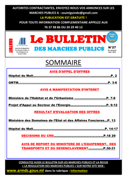 Bulletin des Marchés Publics N°27