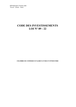 code des investissements loi n° 89 - 22